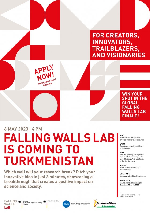 В Туркменистане впервые будет проведено соревнование «Falling Walls Lab Turkmenistan»